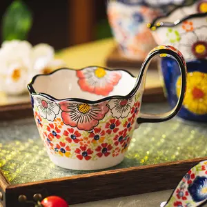 Handmade Ceramic Soup Bowl with Handles, 13 Oz Hand-Painted Soup Mug, Microwave & Oven Safe, Perfect for Tea, Coffee, Soup, Stew, Fruit, Ice Cream, Ceramic Pasta Bowls