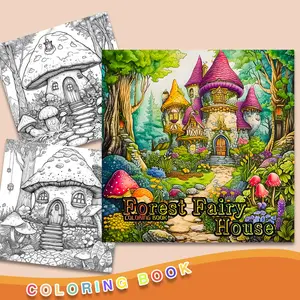 1PC Forest Fairy House Coloring Book, 20 Pages Fun Art Supplies, Ideal Stress Relief and Creative Tool, Gift for Adults and Kids, Clear Lines DIY Graffiti Pages, Ideal for Valentine's Day Birthday Christmas New Year
