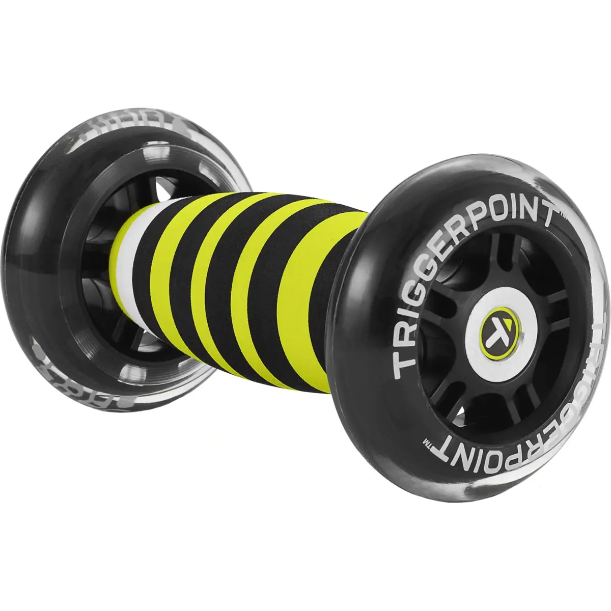 TriggerPoint NANO LTE EVA Foam Manual Foot Massage Roller - Black/Lime, Compact, Polyurethane Wheels, Fits in Most Bags, Enhances Grip and Control, Supports Muscle Therapy, Speeds Recovery, Ideal for Arms