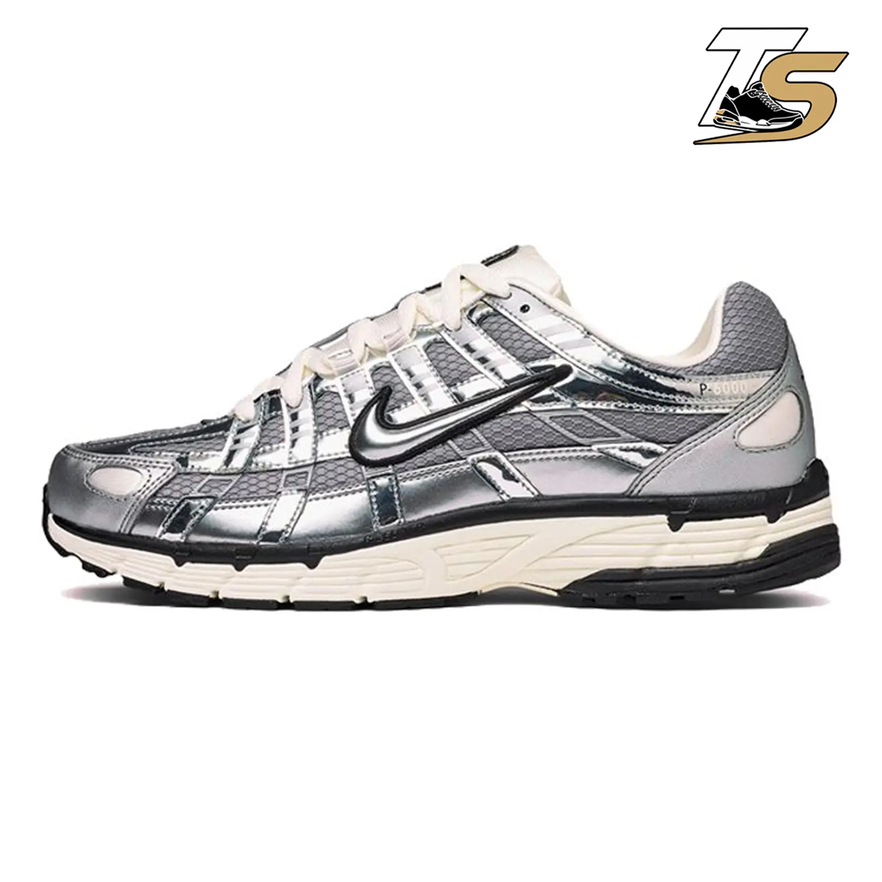Nike P-6000 CN0149-001 Men's Black Grey Retro Athletic Running Shoes, Cushioned Shock-Absorbing Breathable Sneakers for City Commute, Breathable Running Shoes
