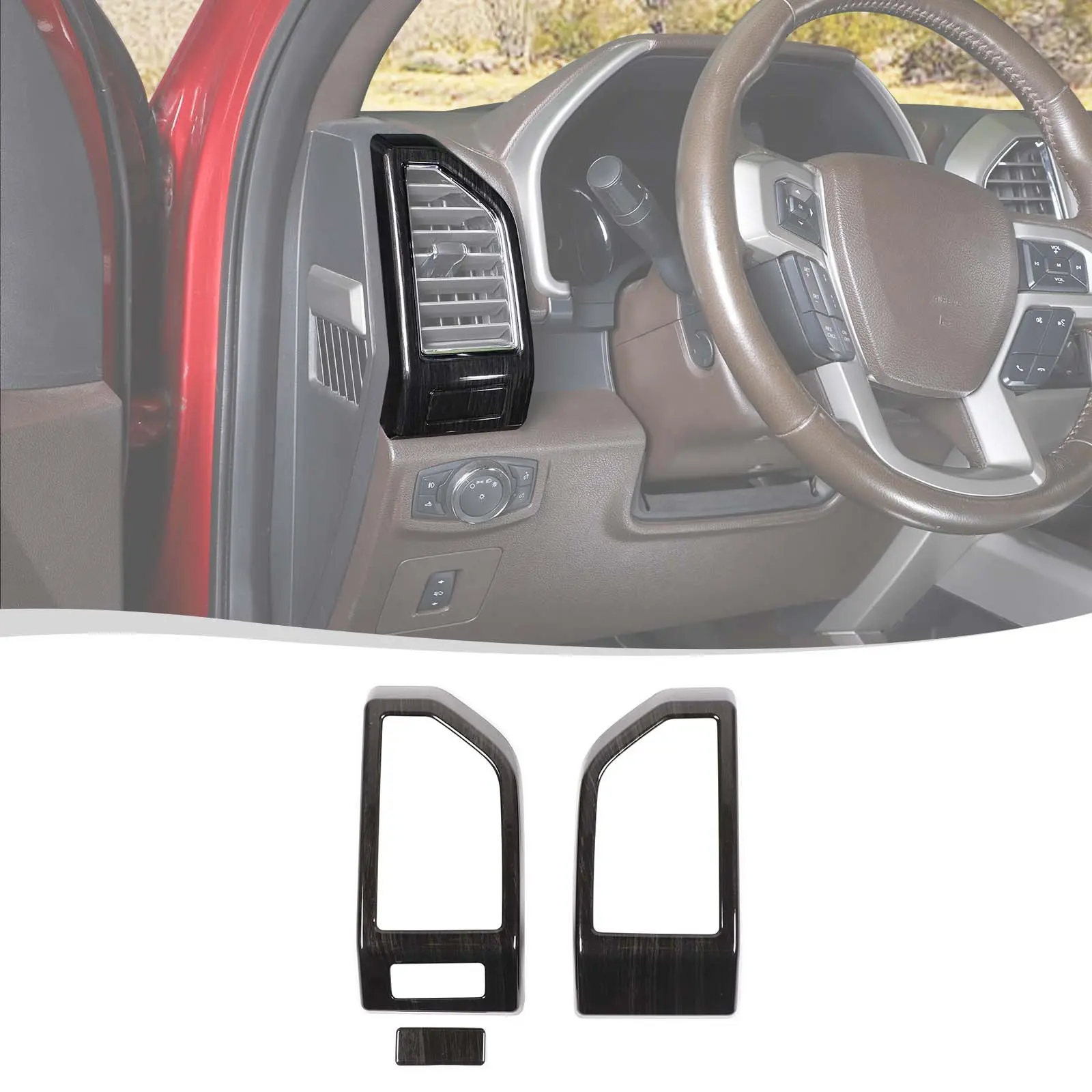 ABS Dashboard Side Outlet Air Vent Cover Trim Set - 2015-2020 Ford F150 Truck Interior Accessories, 2 Pieces, UV Resistant, Precise Fitment, Car Door Protector, Car Decorations, Vehicle