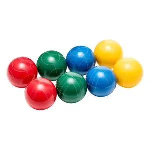 Bocce Ball Set, 90 mm, with 8 Resin Balls, Pallino, Carrying Bag and Measuring Rope, Red/Green/Blue/Yellow 4 Colors, for 2 to 8 Players, Bocce Ball Game Set for Beach, Lawn, Family Backyard