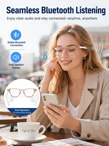 Bluetooth Glasses for Women and Men with Bluetooth 5.4, Translation Glasses with Blue Light Blocking and Color-Change Lenses, Voice Assistant, Touch Control for Travel, Meetings, Business