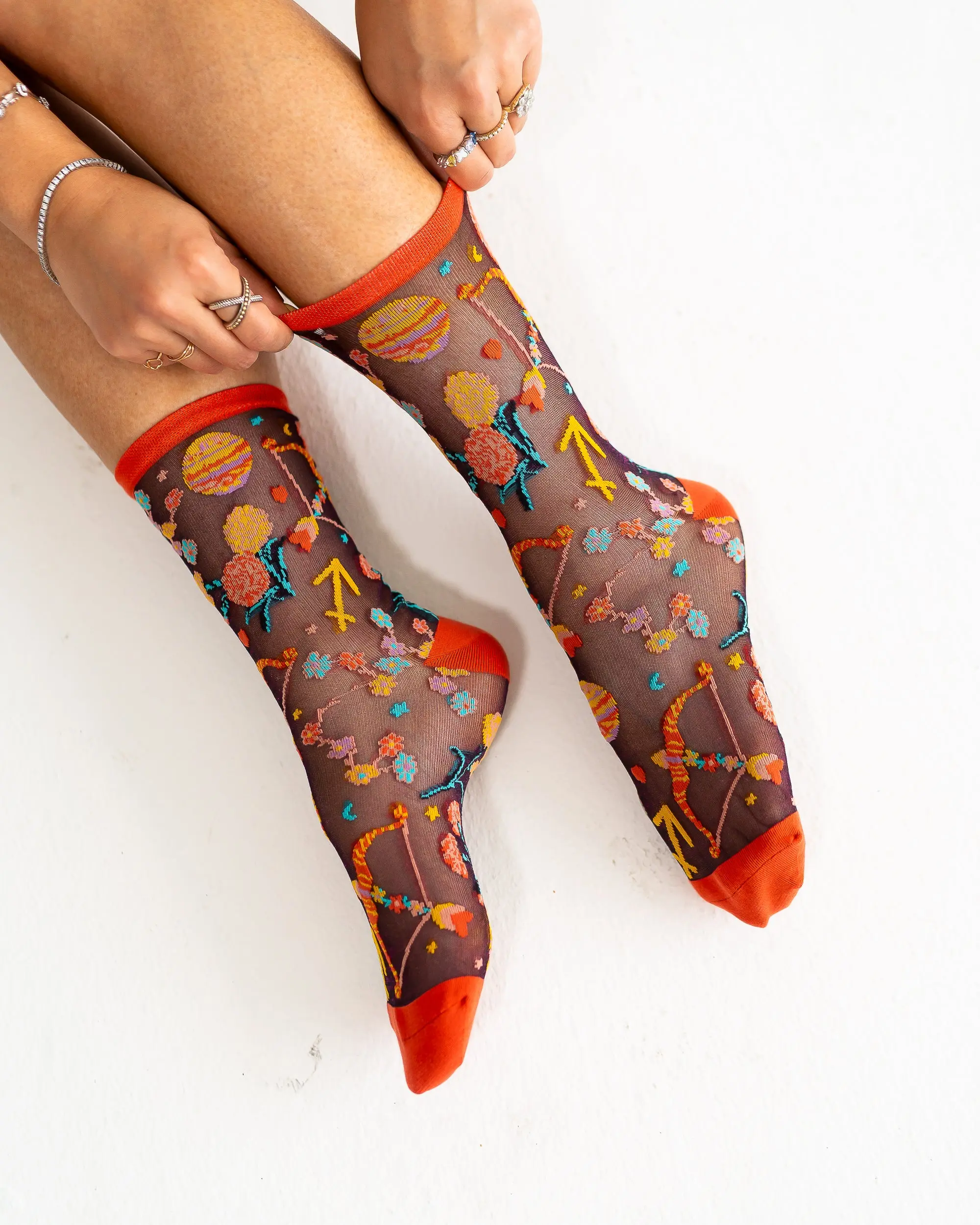 Sagittarius Zodiac Shimmer Sheer Crew Sock