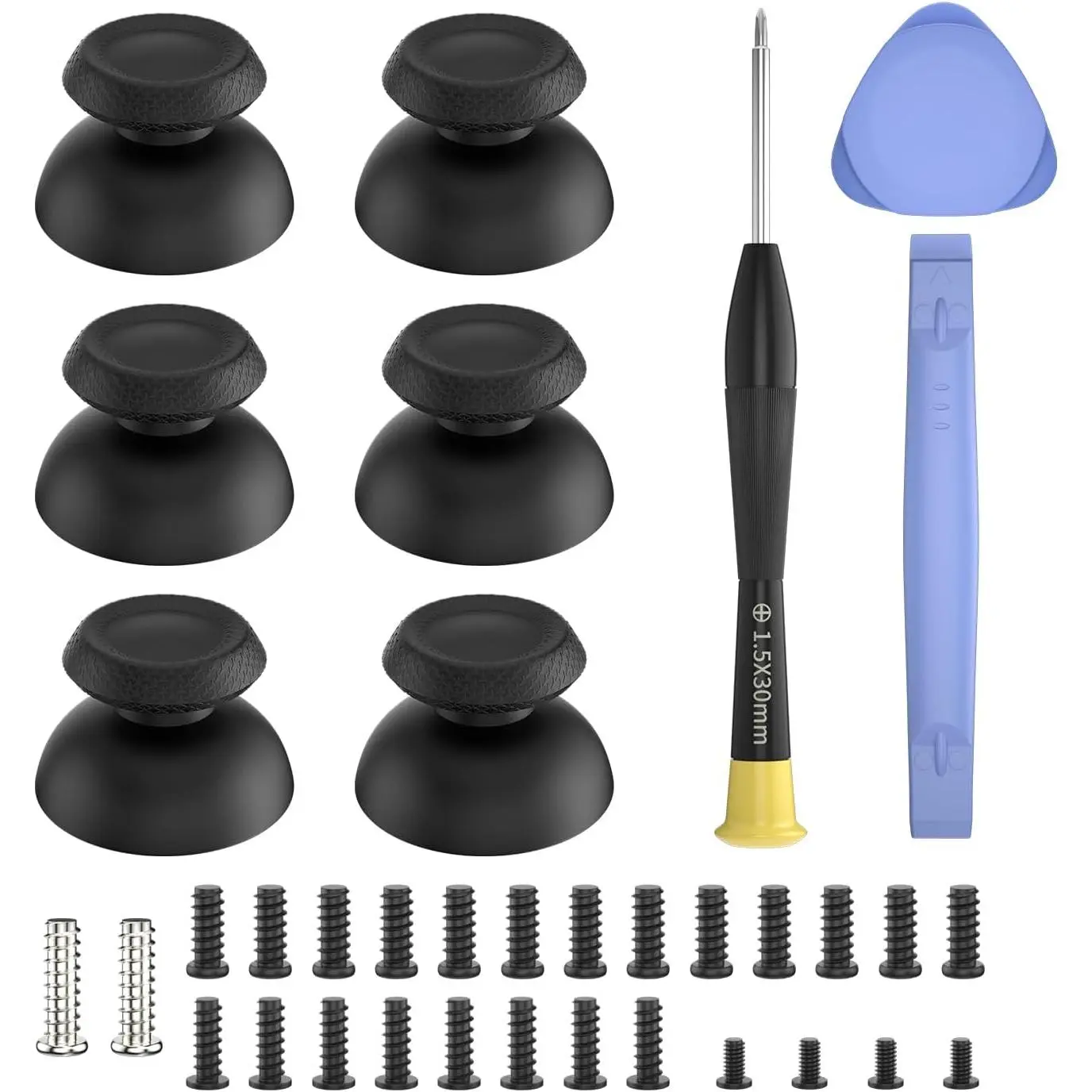 Thumbsticks Replacement for PS5 Controller, Analog Stick Joysticks Grip Caps with Repair Kit for  5 Dualsense Controller, Black