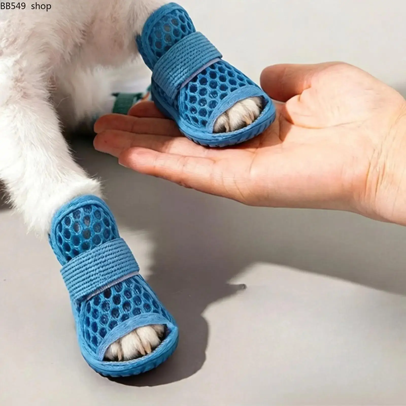 Summer breathable mesh dog sandals, suitable for small puppies, non-slip pet shoes with elastic straps, cute and lightweight paw protectors, suitable for outdoor and summer daily walks