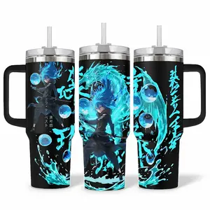 Rimuru Tempest Anime Tumbler 40oz With Handle & Straw, That Time I Got Reincarnated as a Slime Blue Dragon Design Insulated Travel Mug Gift
