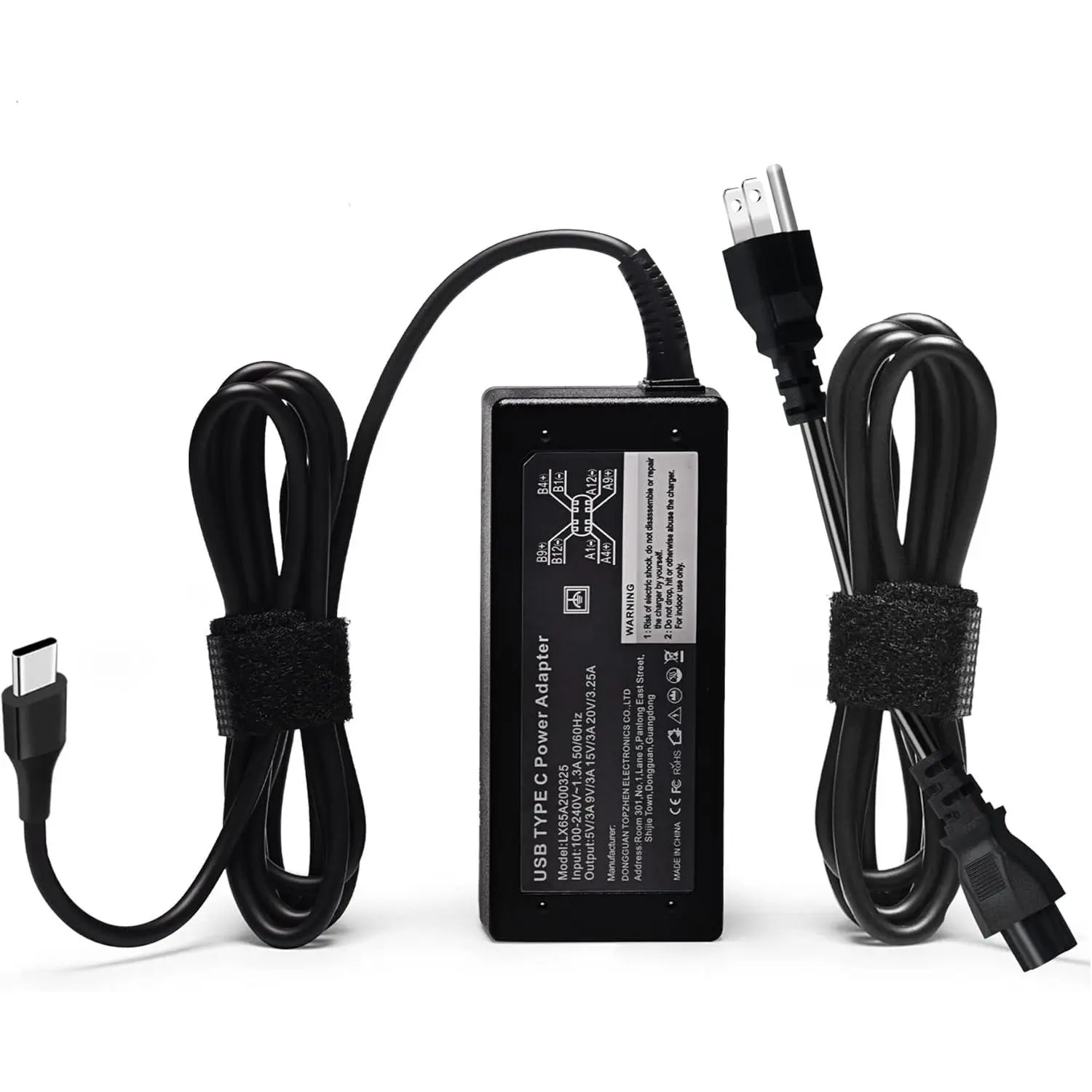 Replacement for 65W  Laptop Charger USB-C;Compatible with  Latitude/Chromebook/XPS 65 Watt USB Type C AC Power Adapter Cord