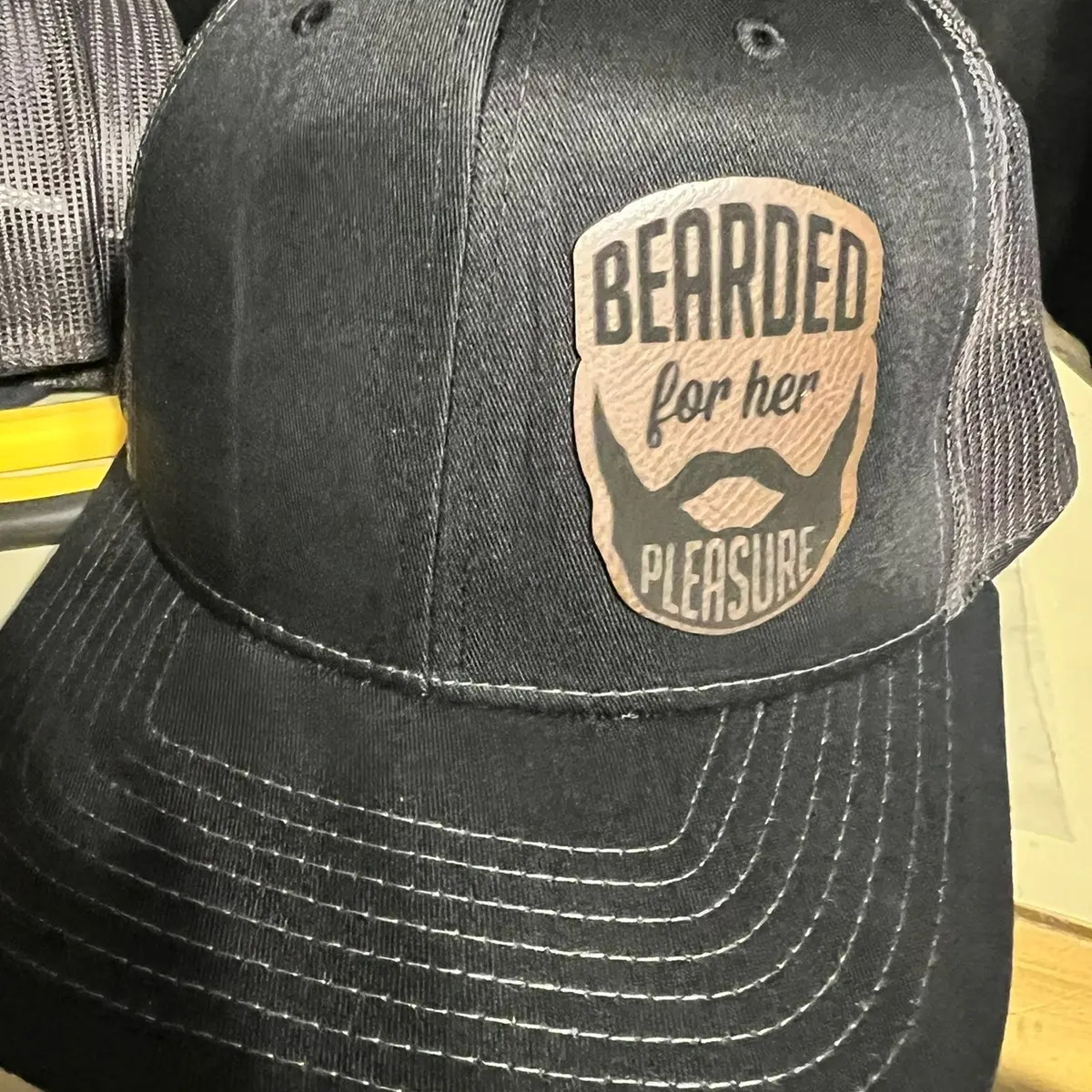 Gray/black trucker SnapBack men’s hat- bearded for her pleasure