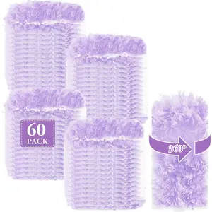 Dusters Refills 60 Count 360 ° Double-Sided Electrostatic Dusting Pads with Upgraded Thick Fibers, Disposable Duster Heads for Blinds Ceiling Fans Furniture Compatible with Swiffer Dusters(Purple)