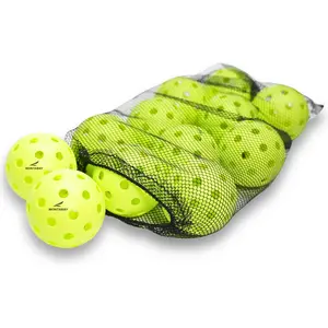 Montabay Plastic Baseballs - 12 Pack for Practice, Indoor/Outdoor Pickleball & Baseball Training with Mesh Bag