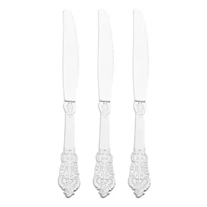 Shiny Baroque Silver Plastic Knives