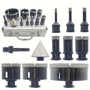 JeeynoTols 11PCs Daily Diamond Core Drills Set 1/4"5/16"3/8"4/5"1"1-3/8"2"2-1/2"4" Drill Bits & 2"(50mm) Beveling Chamfer Bit & 1PC Adapters,Tool box for Ceramic Tile Marble Porcelain 5/8-11 Thread Tile bit Title tools Tilesaw powertools