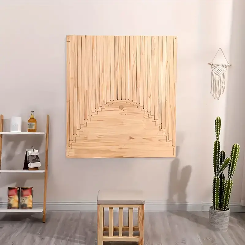 Creative Wall-Mounted Folding Table - Space-Saving Wooden Structure for Home and Office Use