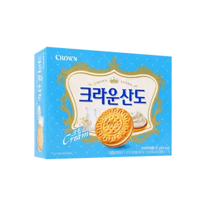 CROWN Korean Cream Filled Cookies - 2 Packs, 161g Each | Delicious Snack Treats