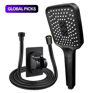 Handheld Shower Head with Hose & Bracket, High Pressure Detachable Shower Head Set, Large Square High Flow Shower Nozzle for Bathroom,  Home Goods, High Pressure Showerhead