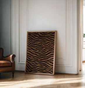 Stylish Y2k Brown Tiger Pattern Print, Trendy Leopard Dorm Room Poster, Maximalist Wall Art, Retro Bedroom Wall Decor, Funky Y2K print