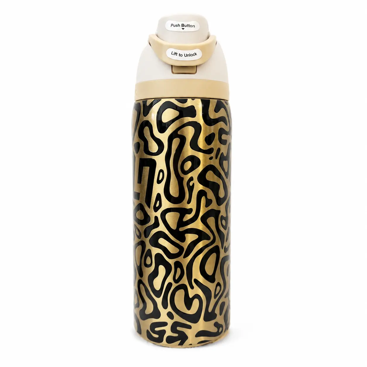 Owala 32oz Insulated Tropical Gold Tumbler with Straw & Lid, ABS Plastic Luxury Drinkware for Work-Travel, Premium Aesthetic Kitchenware Water Bottle