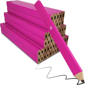 50 Set, Neon  Carpenters Pencils Bulk 7" - HB Lead Flat Construction Pencils for Men and Women - Woodworking Pencil for Marking , Concrete and Plastic ()