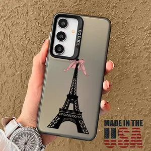 Case Compatible with Galaxy S23 Ultra S24 Plus S25 S22+ Bow Eiffel Tower Patterned Shockproof Silicone PC Back Protective Smartphone Cover Cellphone Protective