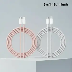 60W Type C Fast Charging Cable Bundle, 2  Counts Nylon Braided USB-C Cables, Compatible with Various Type C Devices