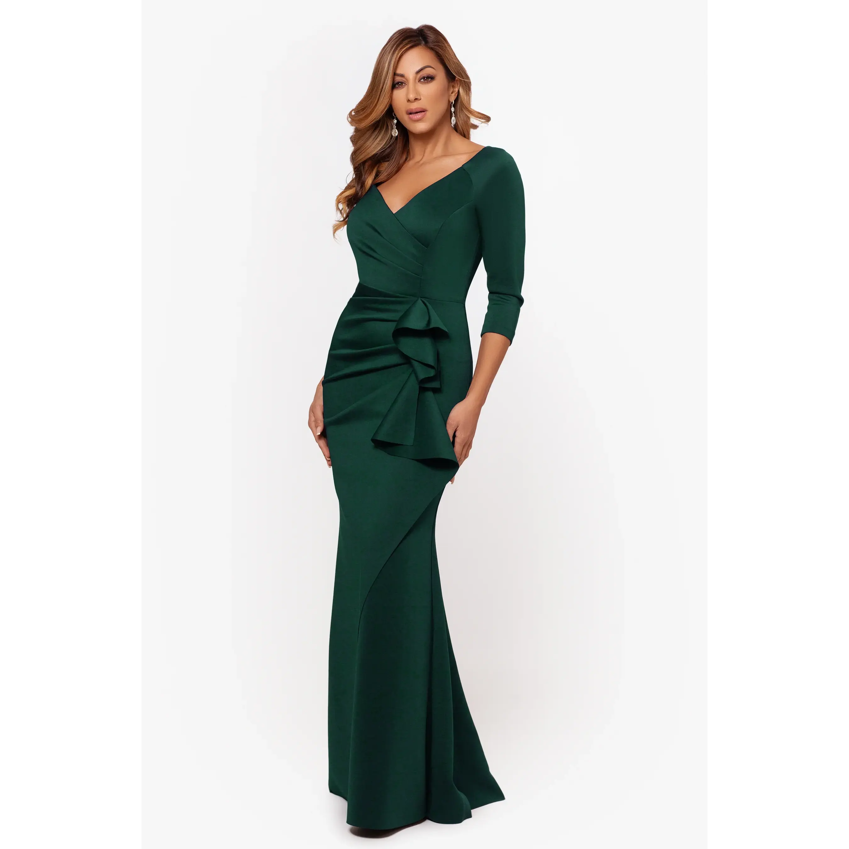 Xscape Evenings "Lexi" Ruched Scuba Evening Dress 4452X
