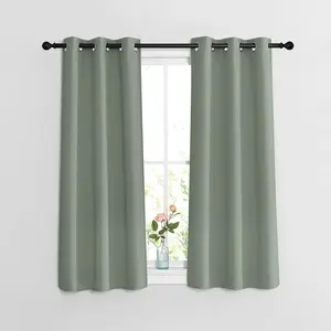NICETOWN Blackout Sage Green Curtains 54 inches Long 2 Panels Set - Grommet Thermal Curtains Sound Dampening Window Treatments Room Darkening Drapes for Bedroom/Home Office， W37 x L54