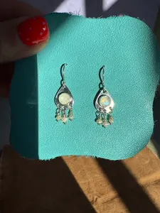Teardrop Earrings with Rainbow Moonstone and Pearls