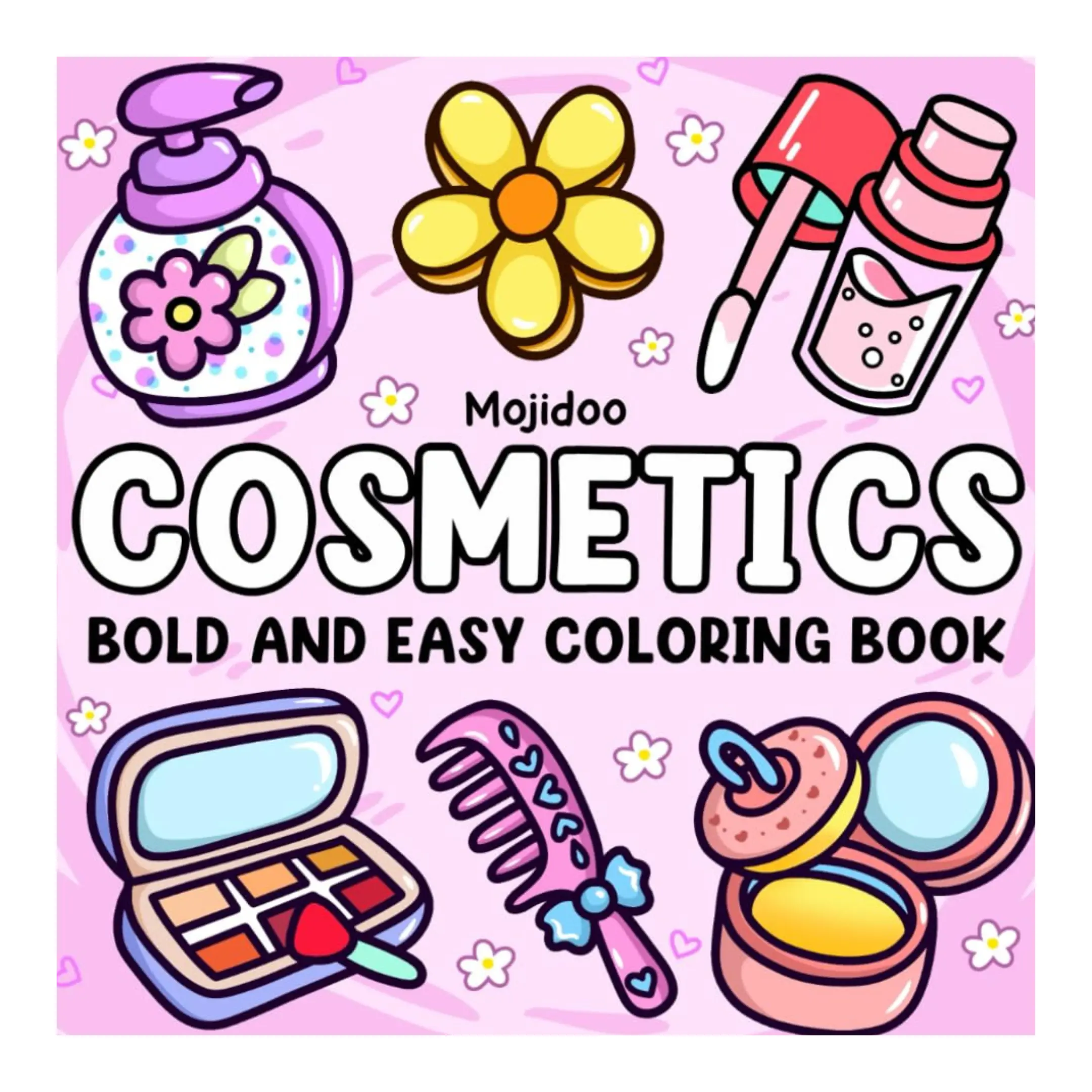 Unisex Cosmetics-Themed Adult Coloring Book - 8.5x8.5in Paper, Bold & Charming Easy-to-Color Illustrations, Large Pages for Soothing Creative Activity