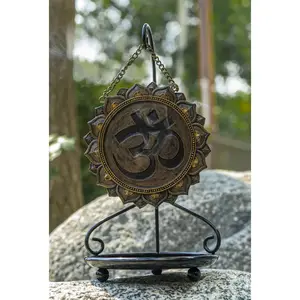 Ebros Buddhism Mandala Ohm Symbol Medallion Disk Backflow Incense Cone Holder Burner