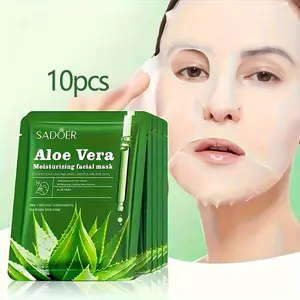 [10 Aloe Hydrating Face Masks] 10 Aloe Hydrating & Moisturizing Face Masks with Hyaluronic Acid & Vitamin E | Hydrates & Firms Skin | Alcohol-Free, All Skin Types | Men & Women | Morning & Evening Use Moisturizing Facial Mask