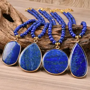 “Vintage Natural Lapis Lazuli Decor Pendant Necklace for Women & Men – Fashion Jewelry for Party, Daily Clothing Decor, Trendy All-Match & Exquisite Jewelry for Birthday Gift”