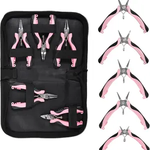 5-Piece Mini Pliers Set, Includes Needle Nose, Round Mouth, Flat Jaw, Bent Jaw, Diagonal Cutters, Precision Tools for Crafts, Electronics, Jewelry, with Storage Bag