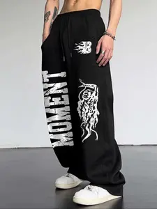 Men's Regular Fit Letter Print Sweatpants, Casual Style Comfy Jogger Pants for Daily Wear, Men's Trousers for All Seasons