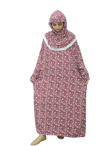Muslim Women's Elegant Long Robe, Lace Trim Hooded Prayer Dress, Comfortable Soft Fabric, Ideal for Daily Wear and Prayers, Muslim Prayer Abaya
