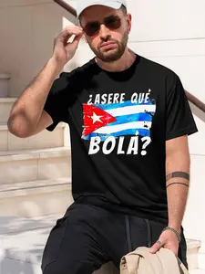 iASERE QUE BOLA 2026 new model Black/White Tee Stylish & Comfortable Loose Crew Neck Short Sleeve T-shirts Versatile On Trend Eye Catching Printed Graphic Casual Tee for Daily Wear Outings & Leis