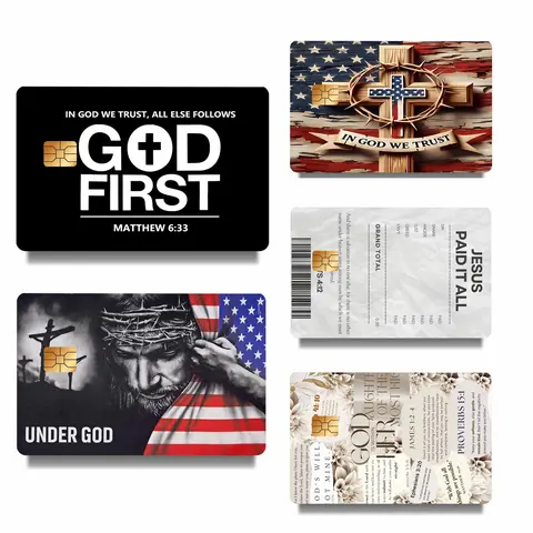 Faith & Patriot Card Sticker Set – Inspirational Credit Card Stickers with Cross & Scripture Designs