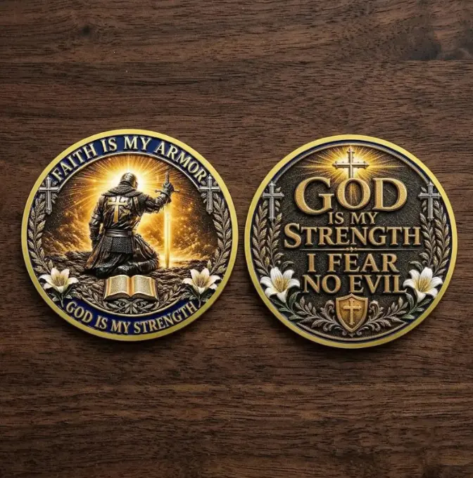 [25% OFF]  Templar Knight Inspired Challenge Coin, Christian Warrior Medal, Faith Armor Religious Gift, Military Token