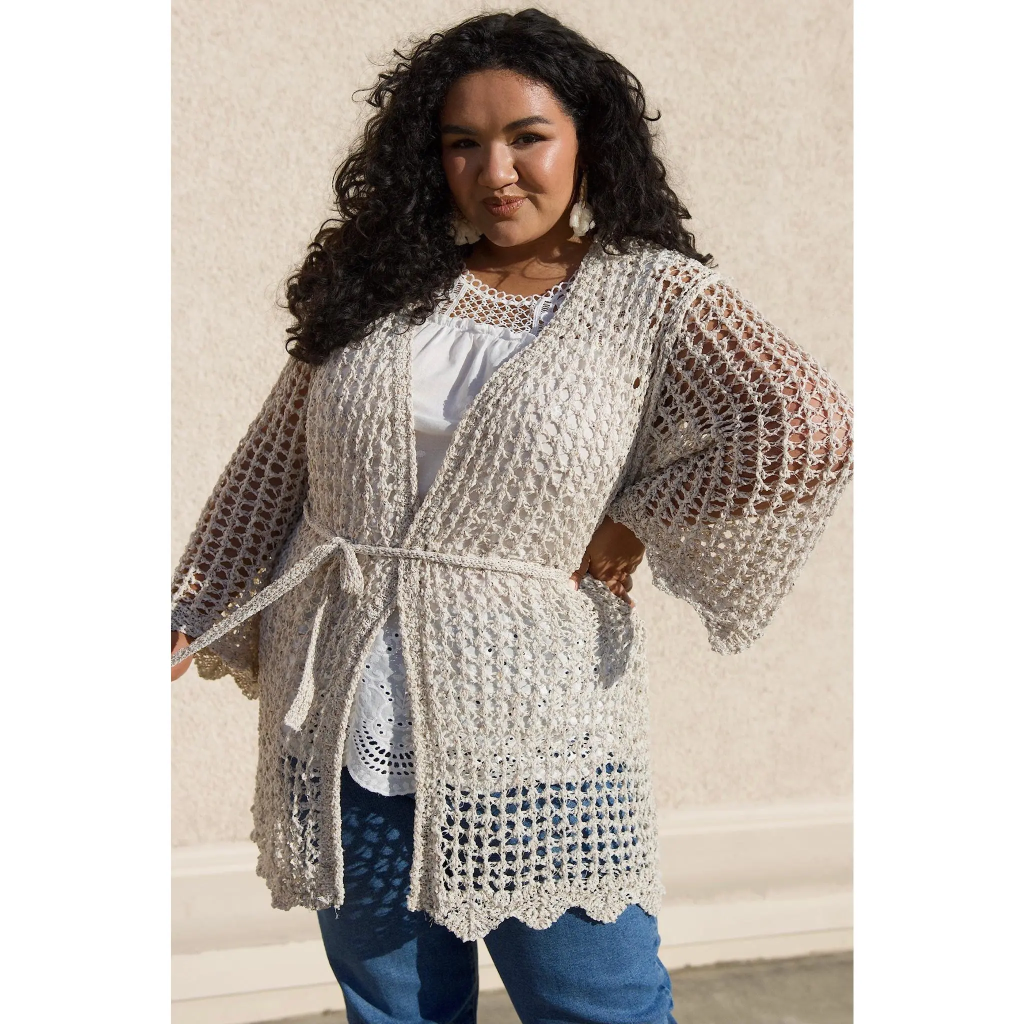 Laguna Open Knit Crochet Kimono