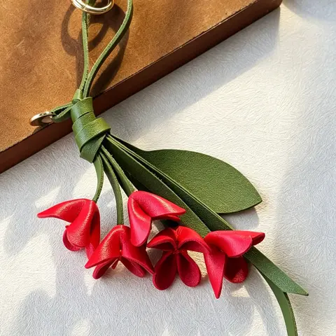 Golden Osmanthus Bag Charm Handcrafted Leather Pendant Multiple Colors Available Fresh, Nature-Inspired Keychain Auspicious Meaning For Bags, Keys, And Cars Holiday Gifts, Gifts For Friends, Birthday Gifts, Bag Accessories Charms