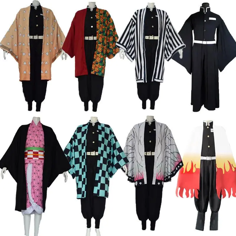 Halloween Demon Slayer Cosplay Costume Set, Including Tanjiro, Nezuko, Tokito, Yukari, Zenitsu & Hanafubuki Styles, Women's Outfits with Accessories