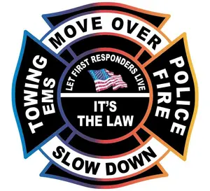 Move over it's the law Firefighter Police Towing EMS Exterior REFLECTIVE Window Decal