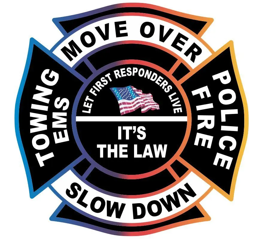 Power Creations Reflective Automotive Vinyl Car Decal - "Move Over It's the Law" Windshield Sticker for Firefighter, Police Vehicle Exteriors, Automotive Vinyl Decal