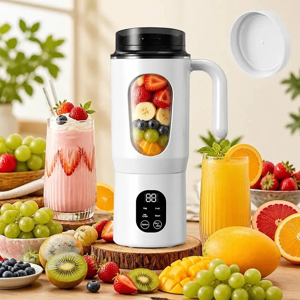 Juicer Blender with 12 Blades &, 21000 RPM Heavy-Duty Mini Juice Maker, Auto-Clean Function, Ice Crusher for Smoothies, Milkshakes, Fruits, Vegetables - Compact for /Travel