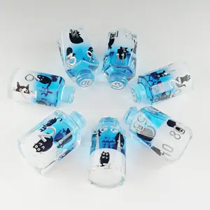 7-Piece Cat Potion Bottle Liquid Core Polyhedral Resin Dice Set, Black Kitty Design, Magical Liquid Core, for Dungeons & Dragons, Tabletop RPG, Nerdy Gift, Polyhedral Dice Set