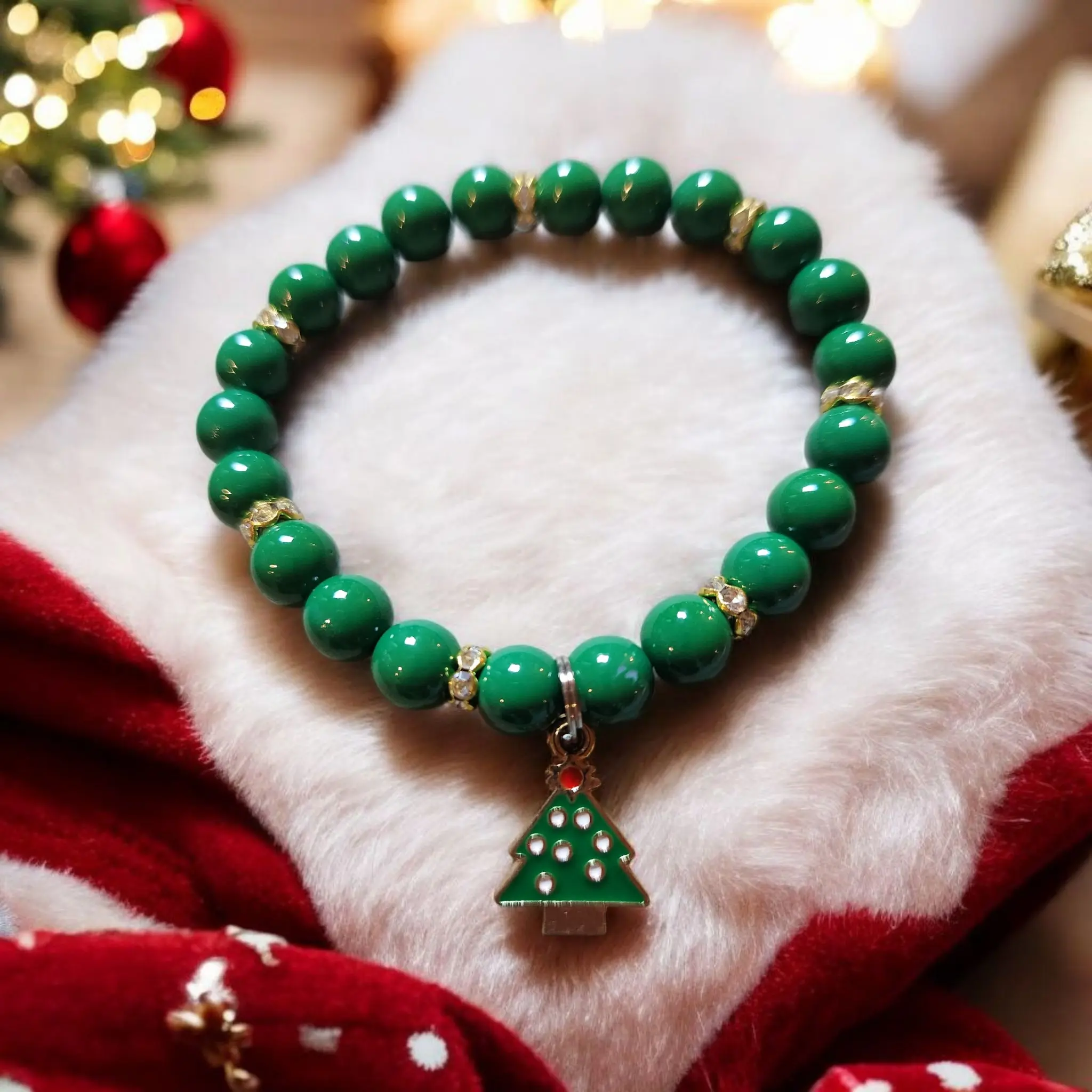 Green Christmas Tree Bracelet
