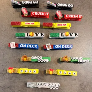 15 Mixed softball clip bundle - Handmade Wooden Clothes Pins perfect for pinning backpack at your next games, practice or competition . Perfect for dance & gymnastics too!