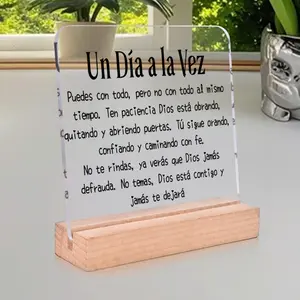 Christian Spanish Acrylic Decoration Piece, Inspirational Religious Faith Quote, Ideal Gift for Christian Friends, Desk Bedroom Living Room Church Decor