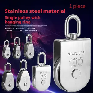 Stainless Steel Swivel Universal Ring Lifting Pulley, Single Pulley for Steel Wire Rope, Lifting Roller Hardware Accessories