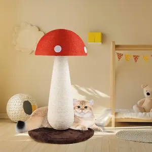 Mushroom Cat Scratcher, Cute Cat Scratching Post, Durable Jute Cat Scratching Board, Adult Cat Tree	, Cat Toy for Cats to Play and Care for Their Claws,No Complex Assembly Required